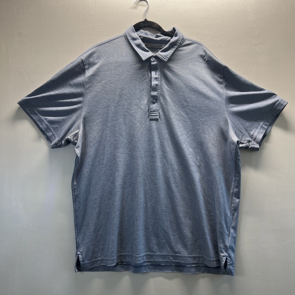 Travis Mathew Basic Blue Performanc Golf Polo Shirt Mens‎ Short Sleeve Size XXL